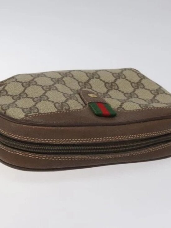 GUCCI GG Supreme Web Sherry Line Shoulder Bag PVC Beige 156 02 066 Auth BD958 - Picture 6 of 15